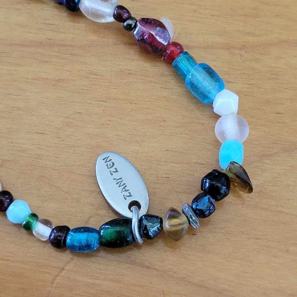 ZANY ZEN Multicolor Beaded Necklace Pair Long Boho 34 Inch